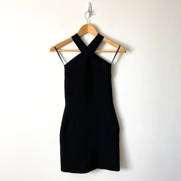 Aritzia Babaton Sculpt Knit Criss Cross Halter Dress Black Size Small - Picture 6 of 8